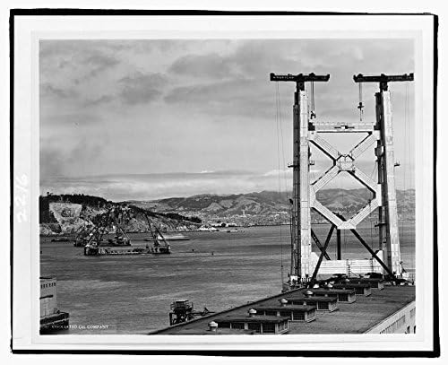 Исторически находки Снимка: Мост през залива на Сан Франциско, Оукланд, Калифорния, В процес на изграждане, Skyline, c1934 1