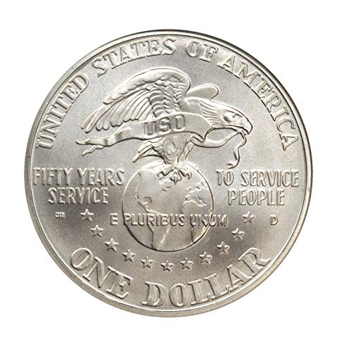 Незабравим Сребърен Долар от 1991 г. за 50-годишнината на D USO - Скъпоценен Диамант, Без лечение - Монетен