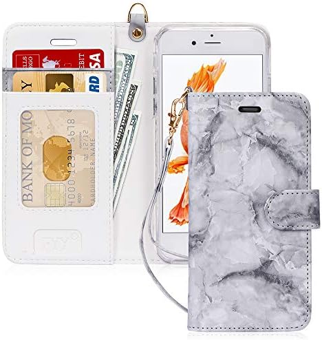 Fyi, калъф за iPhone 6 / 6s, една Чанта-портфейл от изкуствена кожа за мобилен телефон с картодържателя, флип-надолу Защитно покритие [Функция на каботажните] [Каишка за кит