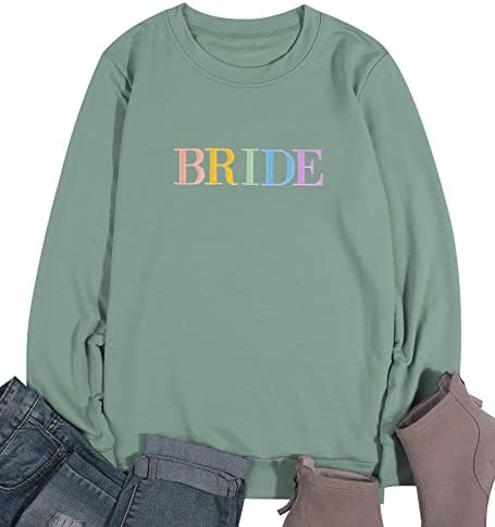BANGELY Bride Hoody за жени, Сватбен Пуловер за Меден месец, Блузи, тениски с бродерия на Булката, тениски с