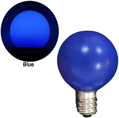 Lxcom Blue Lighting G40 Led Смяна на Крушка 1 W Нечупливи E12 Коледни Глобуси E12 и Свещници в Кръгла Декоративна база Нощни осветителни Тела за вътрешно и външно осветление, 25 Бр. (?