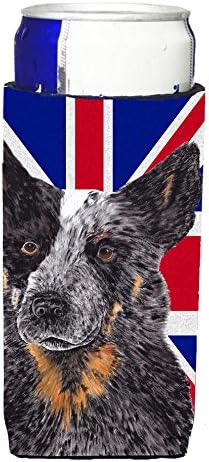 Carolin's Treasures SC9853MUK Австралийски Говеда куче с английски флаг Union Jack, Британски Флаг, Ултра-Обнимашка за тънки кутии, Обнимашка с ръкав-интеркулер, Машинно Пране, Обним?