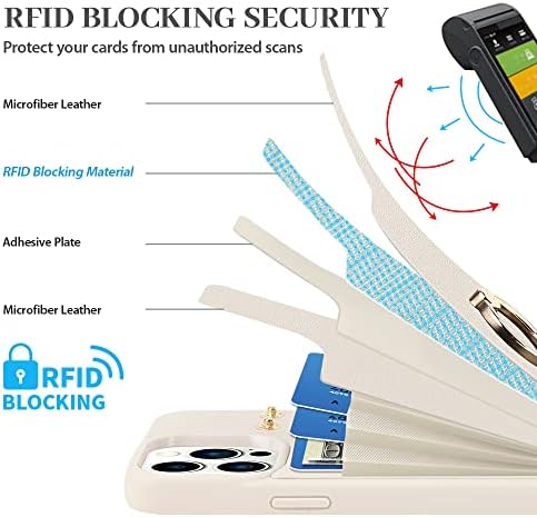 Чанта-портфейл LAMEEKU, Съвместим с iPhone 13 Pro Max, Кожен калъф с държач за карти, Околовръстен поставка със завъртане на 360 °, защитен калъф с RFID заключване, предназначен за