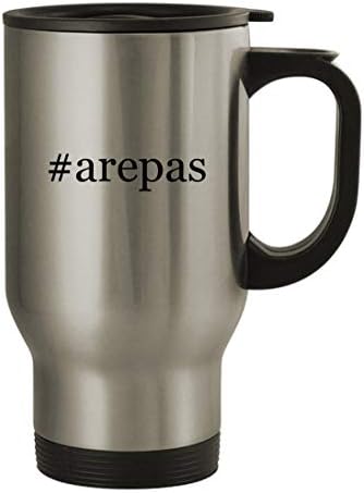 Подарък дрънкулки #arepas - Пътна Кафеена Чаша с Хэштегом от Неръждаема Стомана с тегло 14 грама, Сребрист