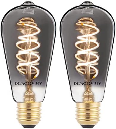 Лампата на Едисон 12 Реколта Топло Бяла 2700 До E26 със Средна база, DC/AC 12 В 24 В 36 В, Античен Гъвкава Спирала