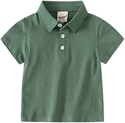 Детска Фланелевая Риза За деца, яке с къси ръкави и ревера на копчета За малки момчета и момичета (Зелен-C, 18-24 месеца)