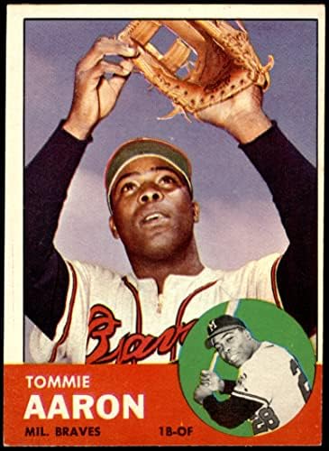 1963 Topps # 46 Томи Аарон Милуоки Брейвз (Бейзболна картичка) EX Брейвз