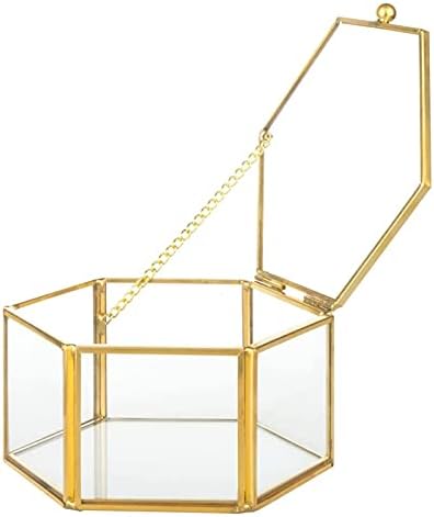 JHSJ Контейнер За Бижута 12 см Златна Стъклен Ковчег Кутия За Бижута, Дрънкулки Декоративно Пръстен Кутия За