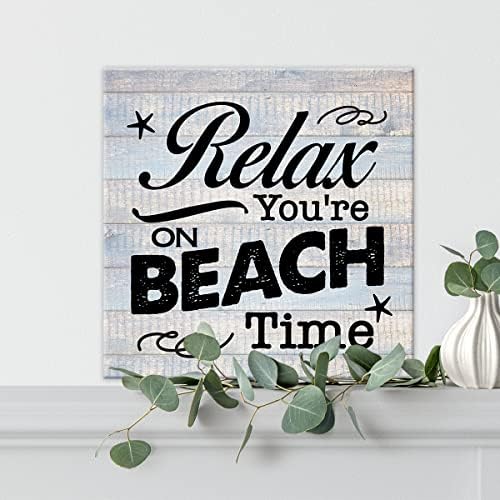 Lameila Плажната Табела на Стената Артистични Щампи Платно Картина В Селски стил Отпуснете се, вие сте на плажа, Принт, Къща, Плажен Тематичен Декор за стая 8 x 8
