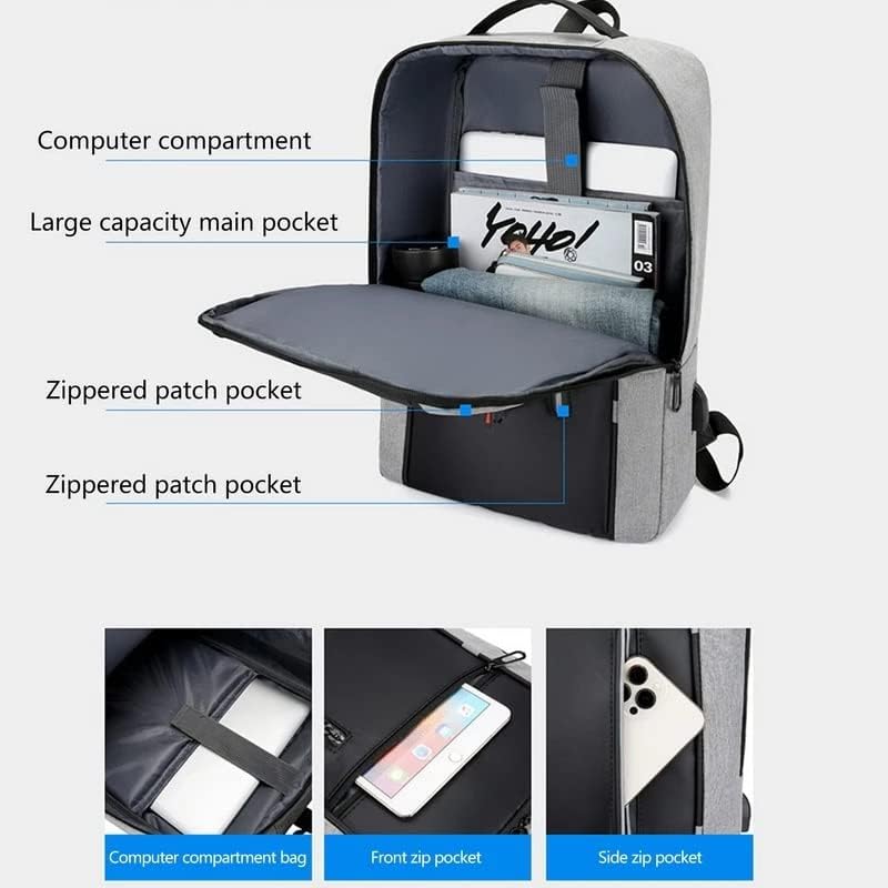 ZHUHW Водоустойчив Бизнес Раница, Мъжки USB-раници, Раница за лаптоп, чанти голям капацитет за мъже (Цвят: D, Размер: 43*31)