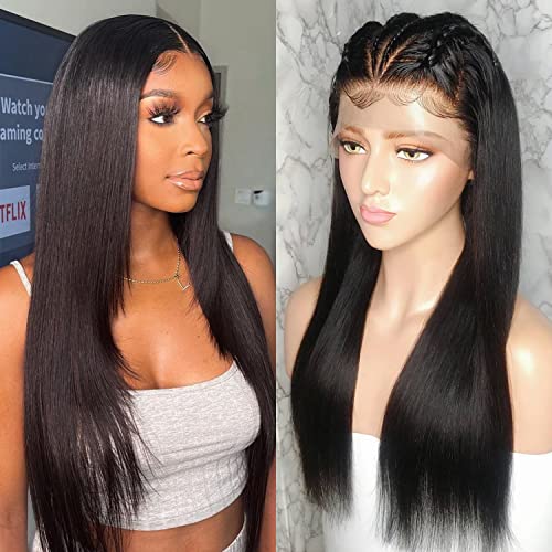 Msviki 13x6 перуки от естествена коса на дантели плътност 150% 26 инча, бразилски директни перуки, предварително выщипанные с детски коса за черни жени с естествен цвят