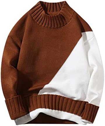 Пуловери За Мъже,Мъжки Пуловер с кръгло деколте, Мека Термовязаная Hoody, Пуловер В Цветна Ивица, Грозен Пуловер