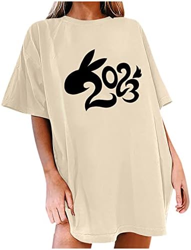 Топ Риза за дами Лято Есен Комфорт Цвят 2023 Облекло Редовен Намаляване С Къс Ръкав и Кръгло Деколте Графична