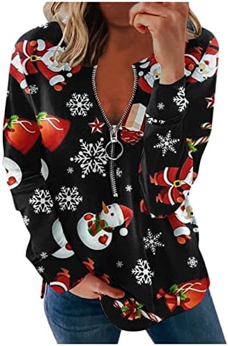 Хумористичен И Грозно Коледен Пуловер за Жени с V Образно деколте и Дълъг Ръкав, Модерни Ежедневни Топли Секси Блуза
