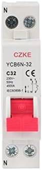 Миниатюрен автоматичен прекъсвач BNEGUV MCB Фазно-неутрален автоматичен прекъсвач YCB6N-32 6-32A 1P + N Електрически ключ за Домашно сигурност (Цвят: N 1P, размер: 32A)