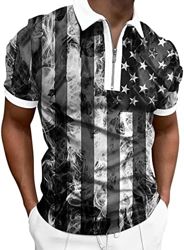 RUIRUILICO Мъжки Ризи Поло с Флага на САЩ 4 юли, Патриотични Тениски, Летни Ежедневни Ризи с Къс Ръкав, Спортни