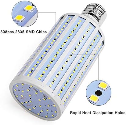 Led царевичен лампа с мощност 60 W (еквивалент на 450 W), Стандартен Базов лампа E26, 6000 Лумена, студена Бяла