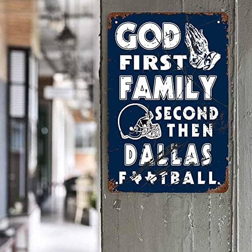 Ретро спортен плакат, Метална футболна лидице знак 8x12 см (20x30 см) -Бог на американския футбол, първо Семейството,