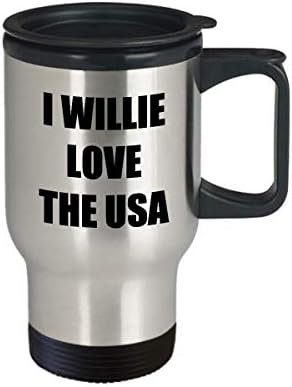 I Уили Love The USA Чаша За Пътуване Забавна Идея за Подарък Новост не мога да понасям Кафе, Чай 14 унции Неръждаема