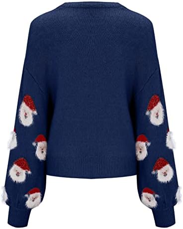Пуловери MUDUH за Жени е Модерен през Цялата Силует, Безплатно, Всекидневни, Сладък, С Фигура на Дядо Коледа,