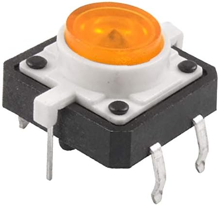 X-DREE Оранжев led лампа Незабавен Осезаемо Бутон превключвател 12x12 mm x 11 mm DIP (Interruttore a pulsante