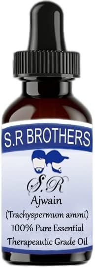 S. R Brothers Ajwain (Trachyspermum Ammi) Чисто и Натурално Етерично масло Терапевтичен клас с Капкомер