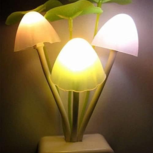 Tuelaly Сладък лека нощ, 1БР Творчески Гъби LED Аватар лека нощ Легло Спестявания Сензор за Светлина Лампа Романтичен