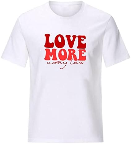 Риза Дамски Лято Есен С Къс Ръкав е Удобна Цветна Облекло Модерен през Цялата Силует Love Graphic Brunch Top