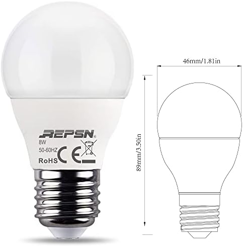 Led лампа REPSN A15 с Мощност 8 W, Еквивалентна На 60 W, Лампи за домакински уреди, Хладилник, 6000 До Дневна светлина в Бял цвят, В 120 е в списъка на UL, Крушки за вентилатори, без ?