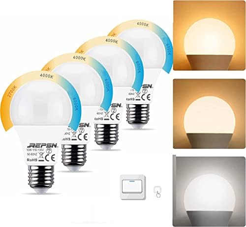 Led лампа REPSN® 3 цвята E26, 10 W, Еквивалент на 100 W, Переключаемая (2700K4000K/6000K), 1000LM, Енергоспестяващи