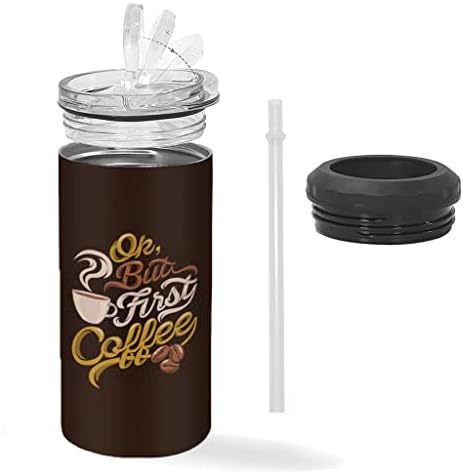 But Coffee First Insulated Slim Can Cooler - Охладител за Буркани на Кафеена тематика - Цитат Охладител За Консерви
