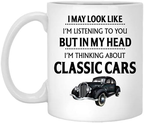 Q. Класически автомобили подарък от PaddyShops, Класически автомобили чаша, Забавни автомобилни подаръци, Класически