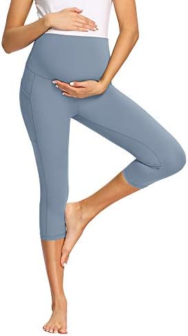 AMPOSH Дамски Панталони За Йога Капри за Бременни с Висока Талия, Ощущающие себе си Голи, Меки Спортни Спортни