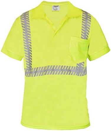 Ironwear 1820-L-2-MD Риза с къси ръкави от Полиестер ANSI клас 2 с джоб и 2-инчов Сребристи Светоотражающей лента, Лайм, Средно