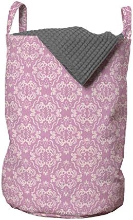 Чанта за дрехи Ambesonne Розов цвят от дамасской тъкан, Абстрактни Буйни Романтични Мотиви в Черно и Девчачьем
