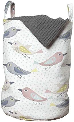 Чанта за дрехи Ambesonne в грах, Класически фигура птици под формата на малки Кръгчета, Пролетния сезон, Развевающиеся