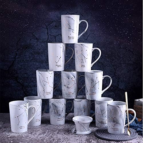 Ynsfree Керамични Чаши за Кафе с обем 12 грама, Кафе Чаши за сок, Чай и Чинии с Дванадесетте Съзвездия, Романтичен