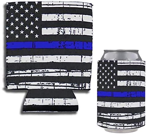 Ръкави Охладител Кутии Флаг на САЩ Тънка Синя Линия Може да Затворите Кулата За напитки Изолиращи Капачки За
