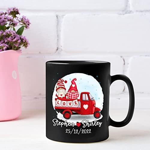 Кафеена Чаша Двойка Джудже В Червено Камион За двойки г-Н г-жа, Персонални Коледна Чаша 2023 Подарък За един
