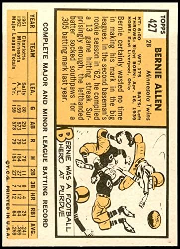 1963 Topps # 427 Бърни Алън Миннесотские близнаци (Бейзболна картичка) NM / MT Близнаци