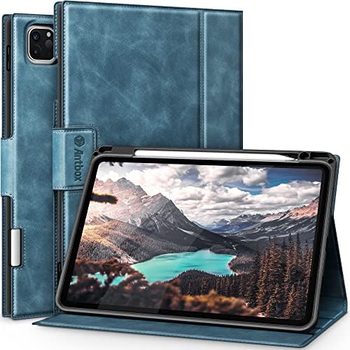 Калъф Antbox за iPad Pro 11 см 4-ти (2022)/3-ти/2-ри/1-во поколение с вграден държач Apple Молив, функция автоматичен режим на сън /събуждане, калъф за iPad Pro 11 от изкуствена кожа (син)