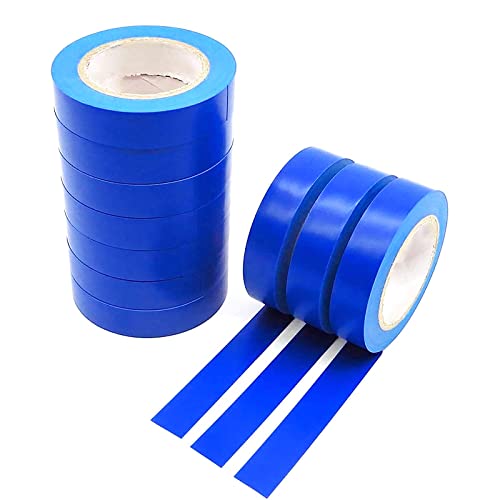 Синя электроизоляционная лента PVC, Ширина 3/4 инча, Дължина 33 метра, 10 реда, Външна и Вътрешна висока температура Пожароустойчива Електрически Лента, Пълна дължина 100