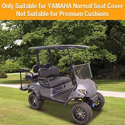 Комплект калъфи за седалки NOKINS Golf Cart YD Diamond, подходящ за Yamaha Drive и Yamaha Drive2 OEM Обикновена Възглавница на седалката, Винил Калъф за седалка Golf Cart Черен (black (кафява графа))