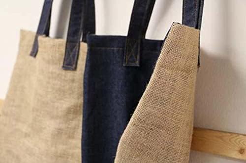Чанта от холщовой плат Деним и естествена Чул Френския пазар