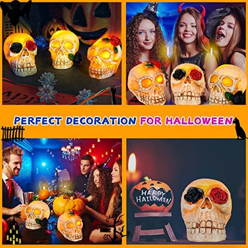 HeyKiddo Хелоуин Skull Lights, 3 Комплекта led осветителни Тела за декорация Хелоуин Череп на Батерии за декорация