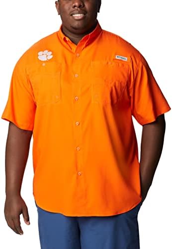 Мъжка риза Tamiami с къс ръкав Columbia NCAA Clemson Тайгърс X-Large, ЯРКО-Оранжев цвят