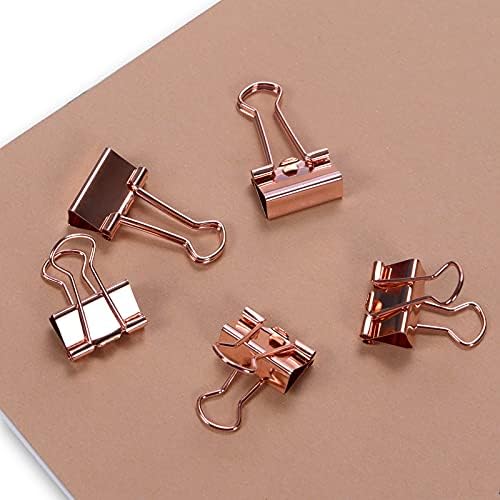 Щипки за хартия Hongri Mini Биндер, Clips - 30 опаковки (розово злато), скоби ширина 3/4 инча (0,75 инча), Малък