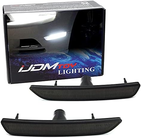 Комплект странични габаритных светлини iJDMTOY с дымчатыми лещи 27-SMD Бели на цвят, изцяло led, съвместим с предната броня на Ford Mustang 2010-2014