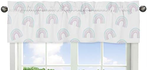 Престилка за оформяне на прозорци Sweet Jojo Designs в пастелни цветове, с дъга - Розови, Лилави, Тюркоазени, синьо и бяло
