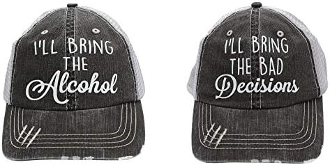 Аз ще донеса алохол и Лоши решения (комплект от 2 елемента) Дамски шапки за шофьори на камиони, шапка Черна